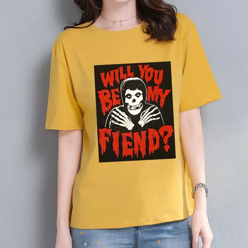 

Gothic Street hip hop style Misfits I Want Your Skulls T Shirt Punk Rock Band Shirt Cotton High Quality Men's/women's loose Tops