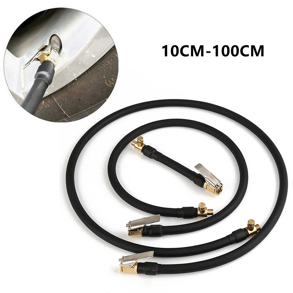 

10-100CM Motorcycle Car Bike Tyre Inflator Extended Hose Air Pump Nozzle Adapter Valve Truck Inflator Valve Connector Head Clip