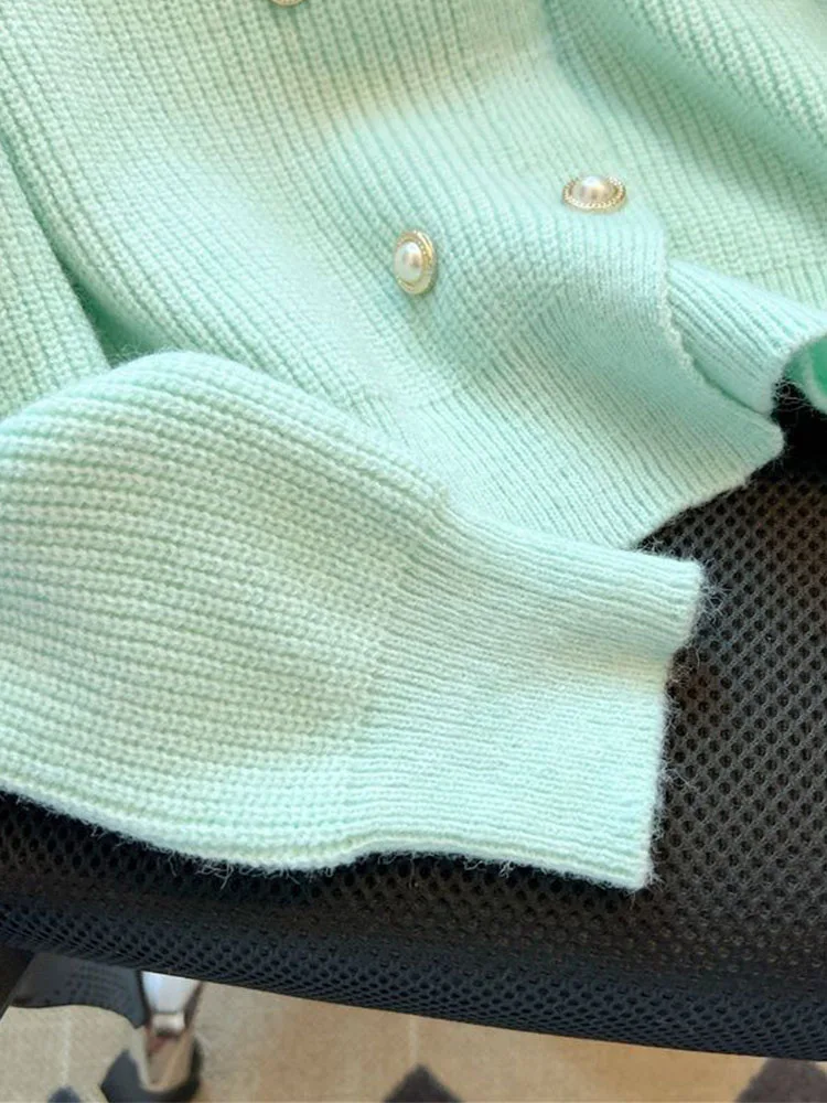 Корейские модные осенне-зимние зеленые кардиганы однобортный уютный лоскутный