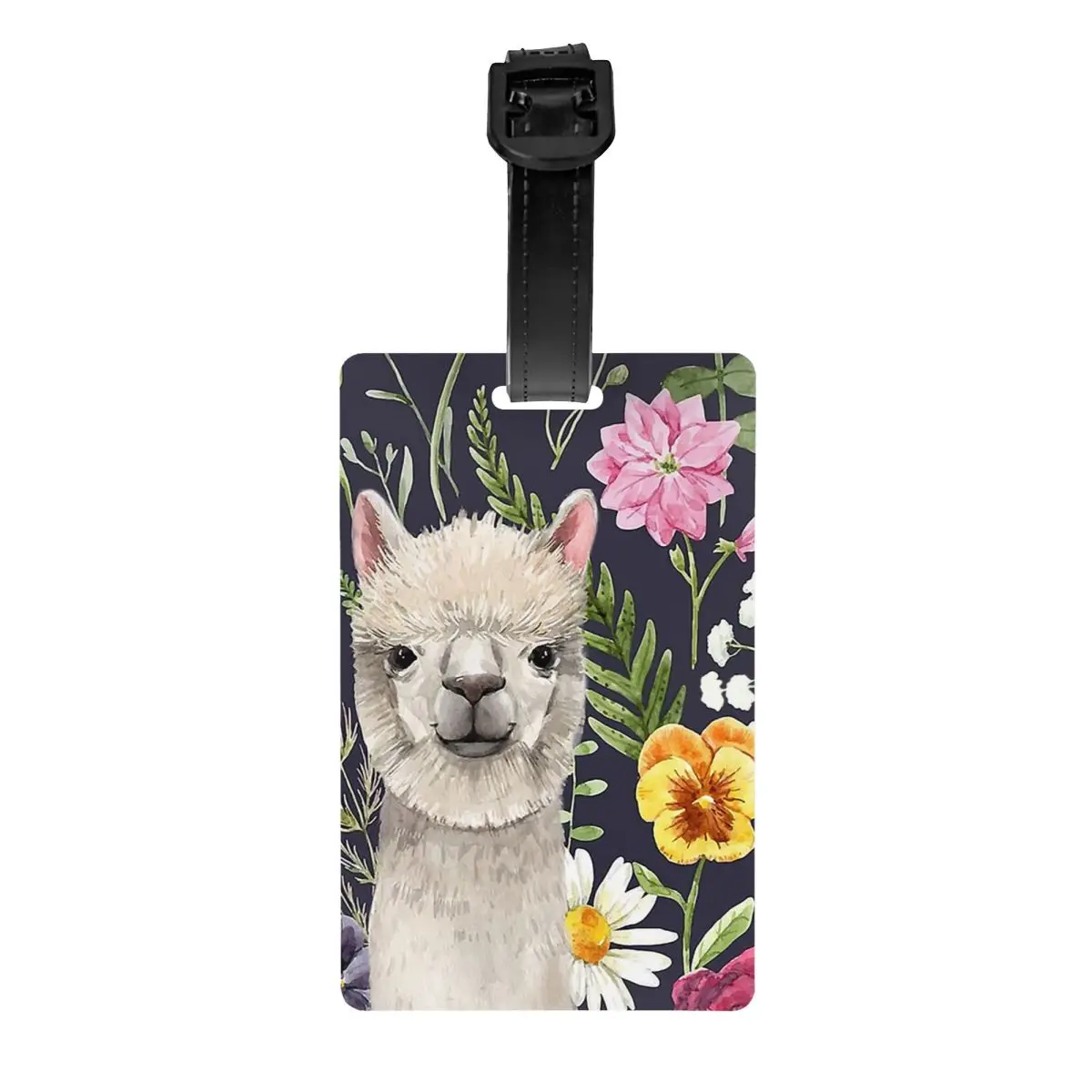 

Бирки для багажа, чехол для костюма Альпака с диким цветком, аксессуары для путешествий из ПВХ, этикетка ламы, идентификационный адрес, сумк...