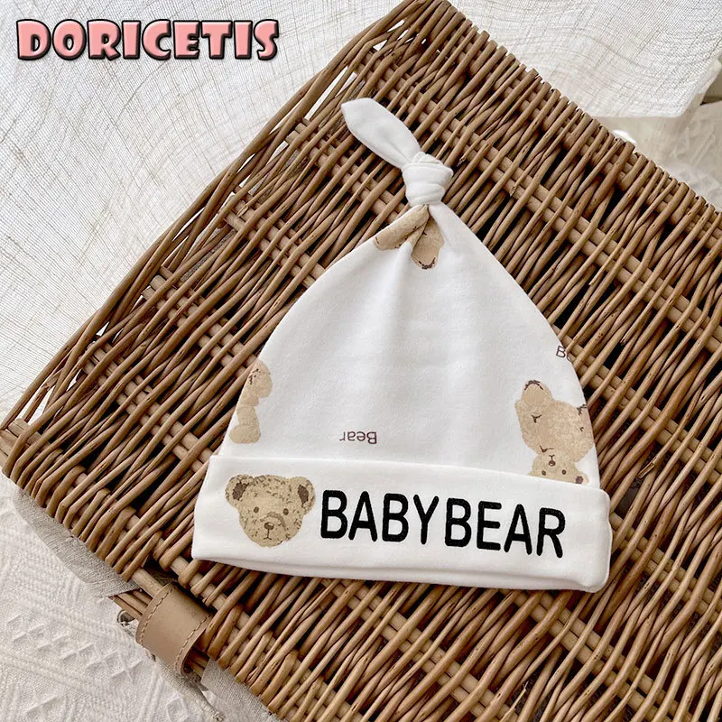 

Newborn Baby Round Hat Comfortable Soft Pure Cotton Cute Little Bear Pacifier Hats Autumn Winter Go Out Cold Protection Kids Cap