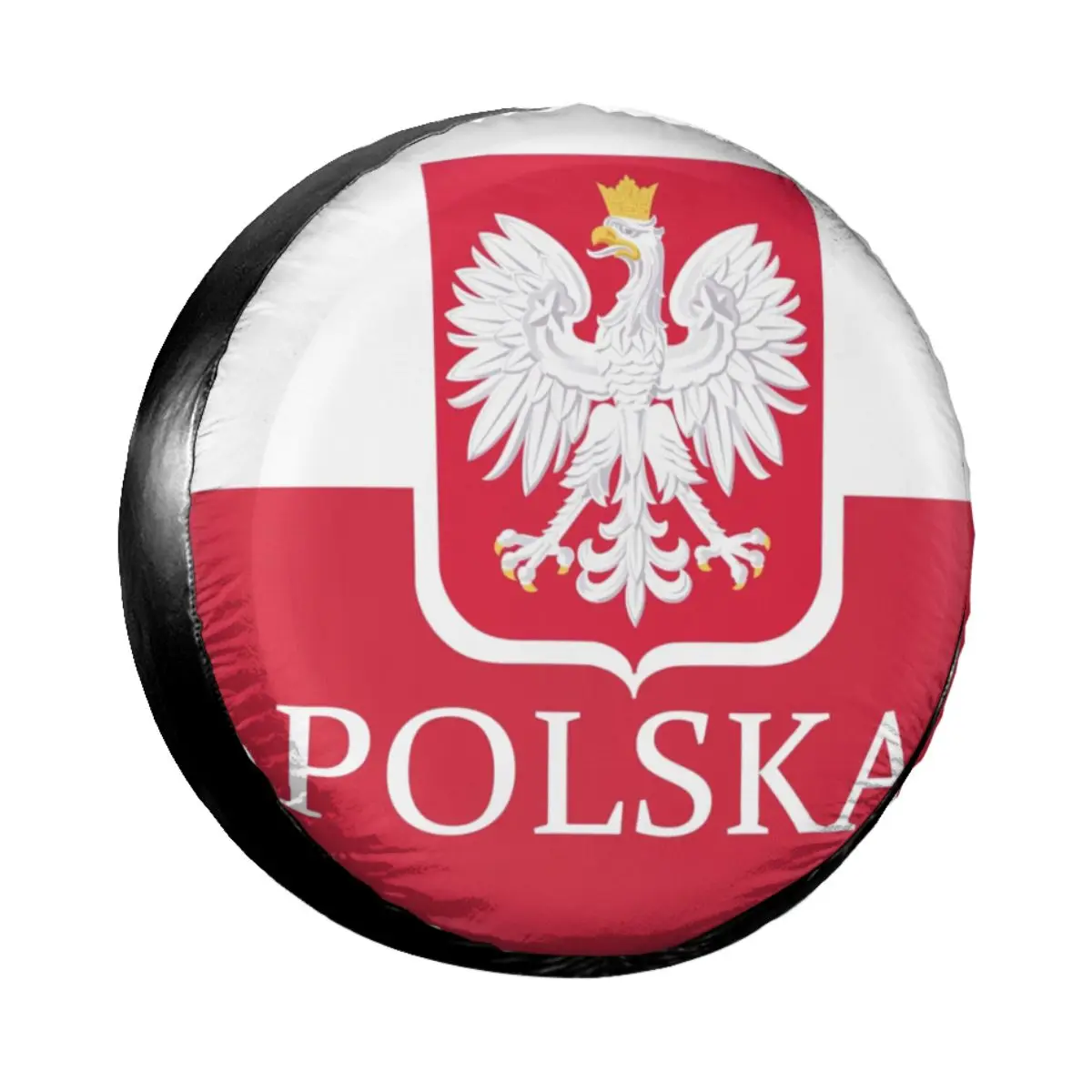

Patriotic Polish Polska Flag Spare Wheel Tire Cover Case Bag Pouch for Jeep Mitsubishi Pajero Coat of Arms Vehicle Accessories