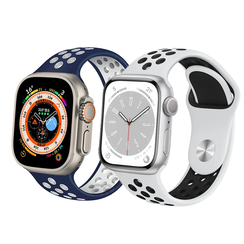 

Silicone Strap For Apple Watch band 44mm 45mm 41mm 40mm 49mm 42mm 38mm 44 45 mm Bracelet iWatch series 7 3 4 5 6 se 8 Ultra Band
