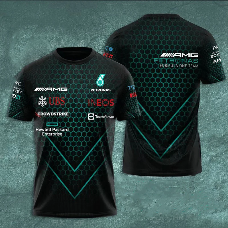 

2023 Summer Sports T-shirt AM PETRONAS F1 Team Print 3D Men's and Women's Leisure Breathable Formula 1 G Large Short Sleeve