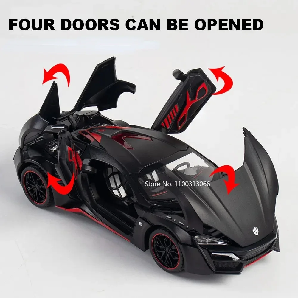 1:24 масштаб Lykan Hypersport модель спортивного автомобиля игрушки из сплава литой под