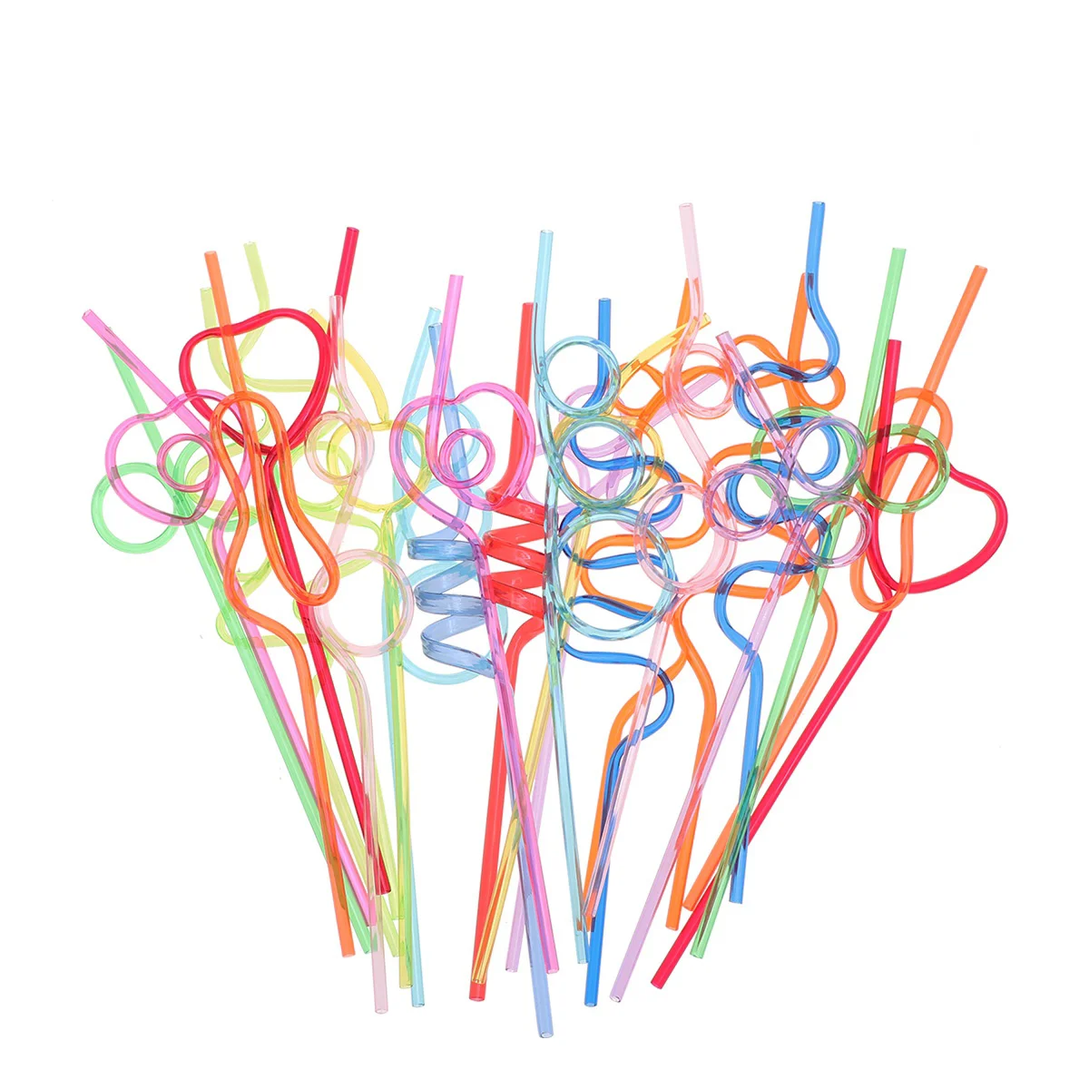 

24 Pcs Disposable Drinking Straws PET 5mm Crazy Straws Home Restaurant Bar Decorative Supplies Random Style