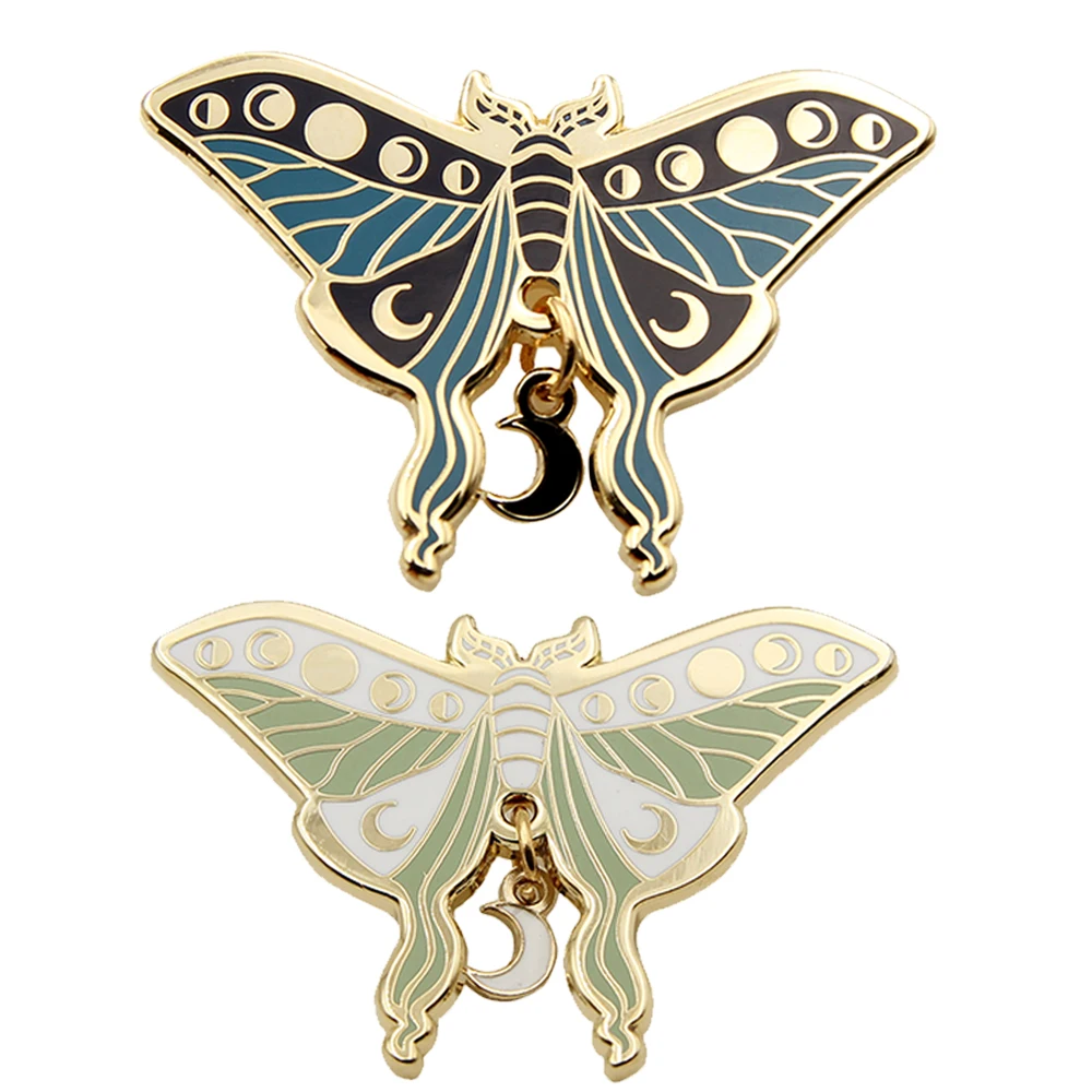 

Butterfly Brooch Enamel Pins Lunar Moth Badges Moon Phases Brooches Jewelry Gift