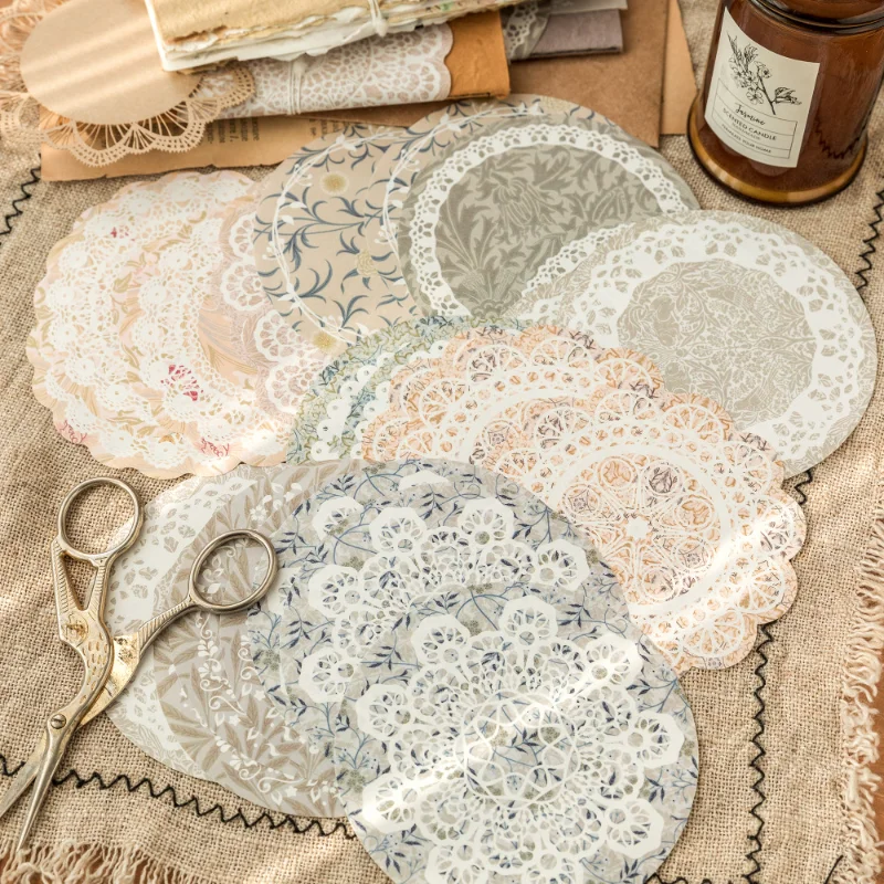 

30pcs Lace Hollow Frame Floral Material Paper Junk Journal Planner Scrapbooking Vintage Decorative DIY Craft Photo Albums