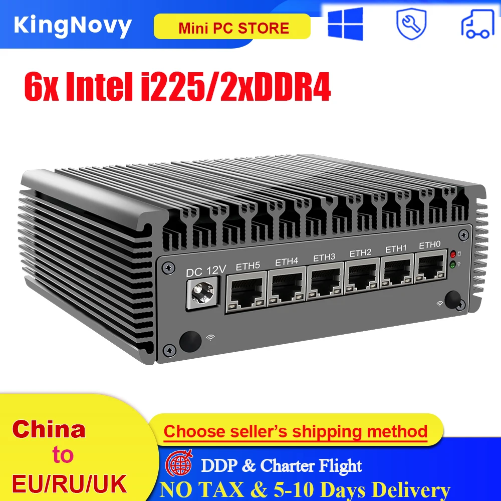 

2,5G 6x2500M Nics брандмауэр маршрутизатор Intel Celeron J4125 четырехъядерный 2 * DDR4 OPNsense Openwrt ESXi Интернет-сервер безвентиляторный мини-ПК