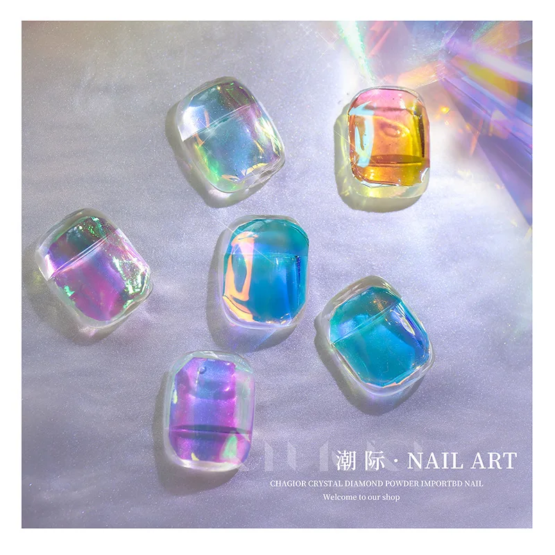 Японский дизайн ногтей Аврора лед кубик целлофан большая красочная переводная