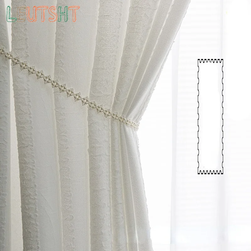 

Modern Curtains for Living Dining Room Bedroom Light Luxury Window Tulle Light Opaque White Tulle Nordic Style Stripes
