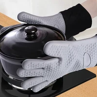 1pc oven glove non slip heat resistant high temperature resistance silicone kitchen baking microwave bbq gloves oven mitts