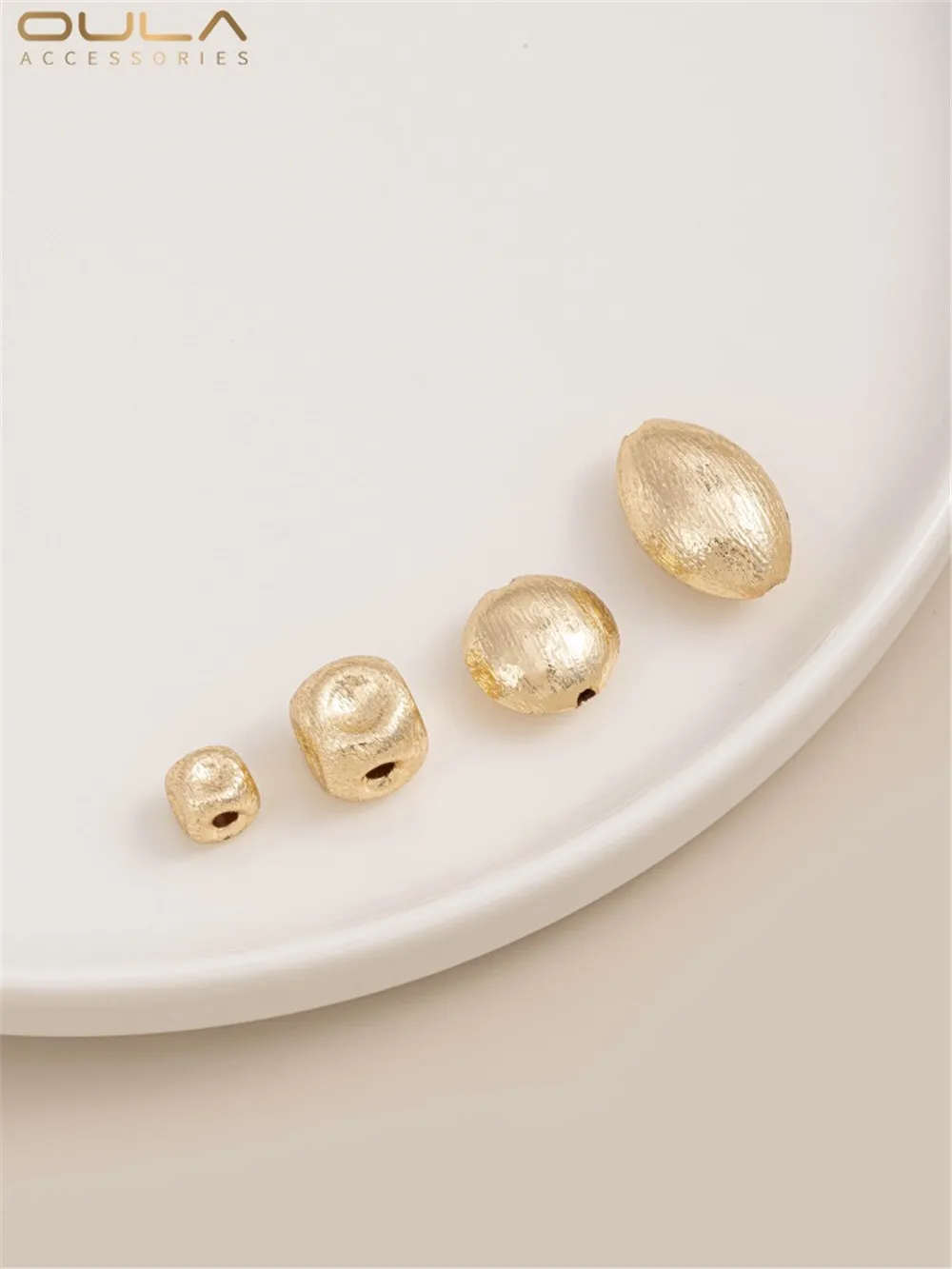 14-каратное золотое покрытие матовая квадратная бусина сплюснутая Mantou овальная