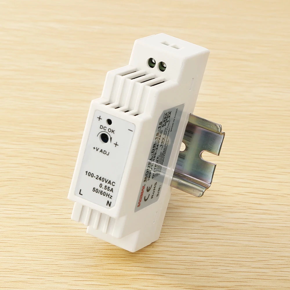 Фото Блок питания DR-18-15 15В 1.2А 18Вт на DIN-рейку, AC100-240В, с LED-индикатором, для систем видеонаблюдения, домофонов, дверных звонков, с защитой от перегрузки, CE RoHS №1