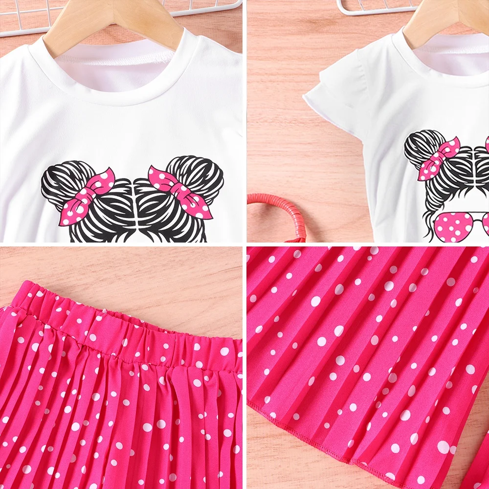 Комплект летней повседневной одежды для девочек 2-7 лет с коротким рукавом и