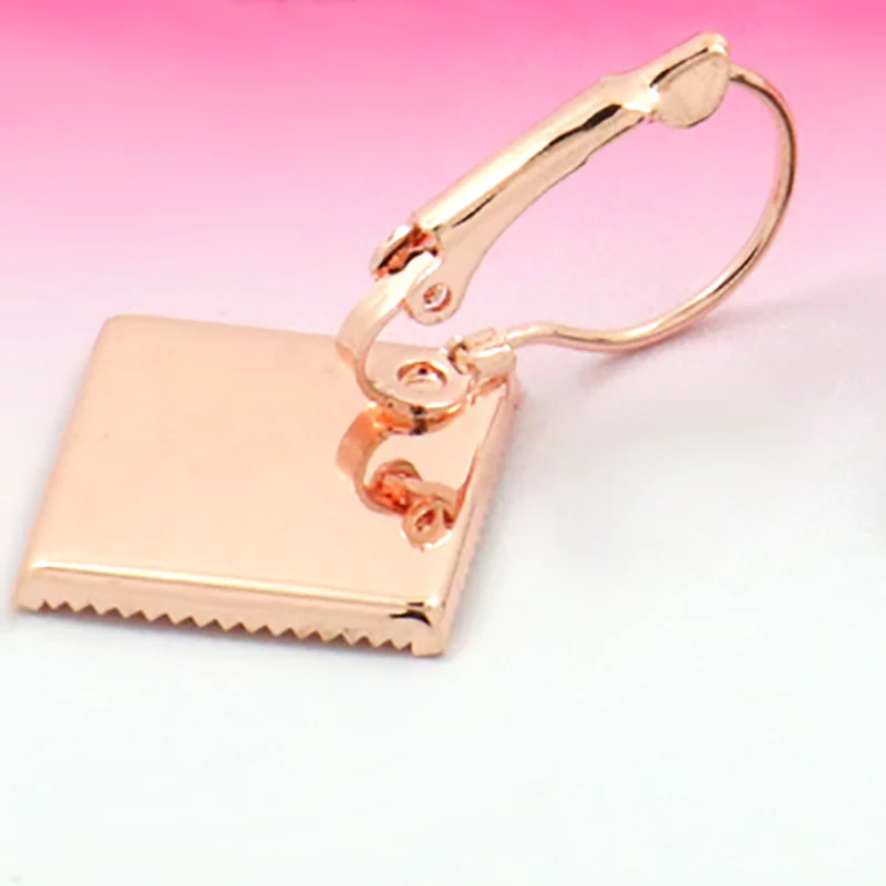 20pcs WHOLESALE Inner 15mm ANTIQUE BRONZE/Silver Plated Earring Hoop  Square Cameo Setting  Cabochon Tray for DIY Making