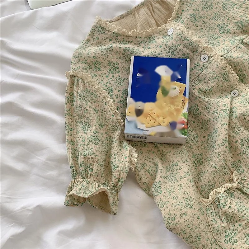 Women's Night Dress Cotton Lace Sleep Dress Half Sleeve Home Dressing Gown Summer Sweet Loose Sleepwear Pajamas Nightgown Female