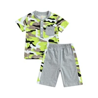 toddler kids baby boys clothing summer casual suit short sleeve button camouflage printed pocket tops patchwork short pants
