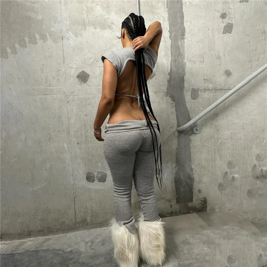 Однотонные облегающие брюки комплект из 2 предметов одежда для отдыха двух