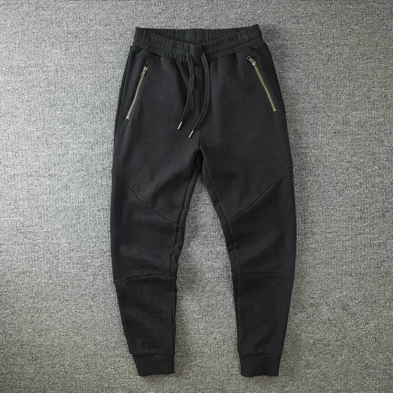 

Новинка, Осень-зима, хлопковый кашемировый свитер, брюки, мужские спортивные штаны в стиле ретро, молодежные брюки Джокер на молнии для мужчин