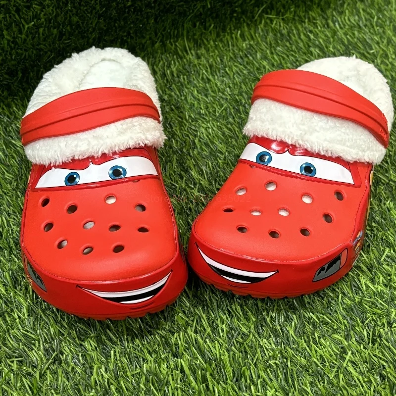 Обувь Disney Mcqueen Pixar с героями мультфильмов зимние хлопковые тапочки сохраняющие