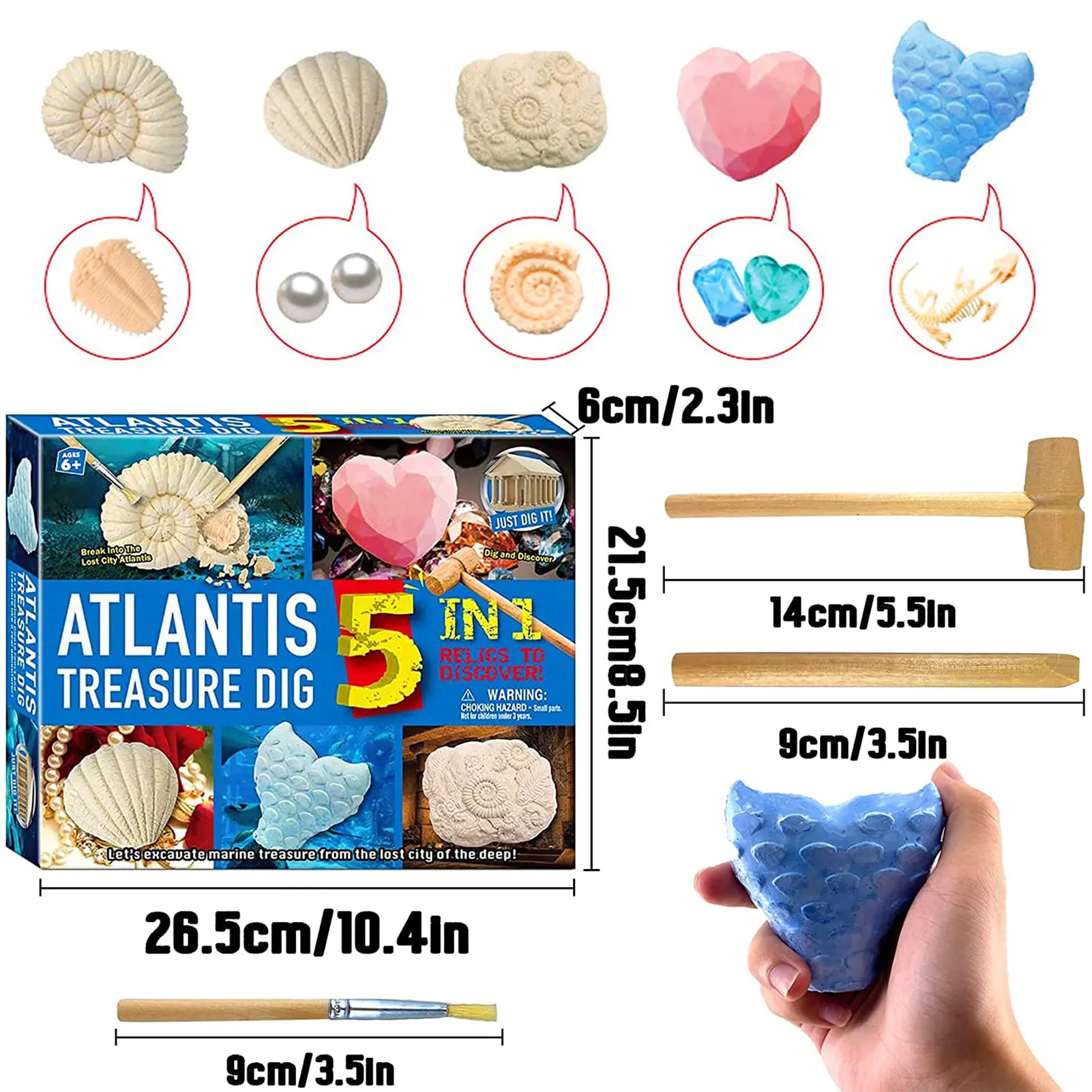 Atlantis Crystal Digging Kit Pearls Excavation Toy Set Fossils and Gemstone Dig with Mining Tools Safe to Use Educational | Игрушки и