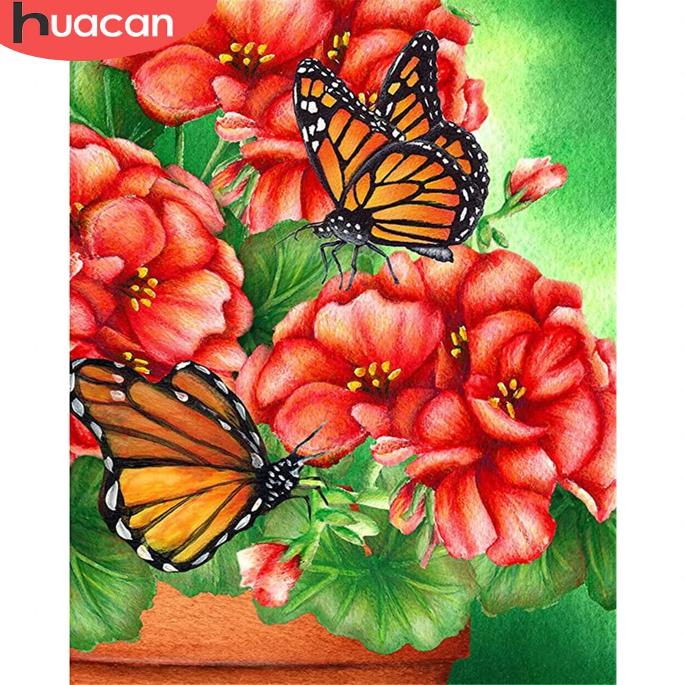

HUACAN Picture By Number Flower Butterfly Drawing On Canvas Home Decoration HandPainted Painting Kits DIY Frame Gift 60x75cm