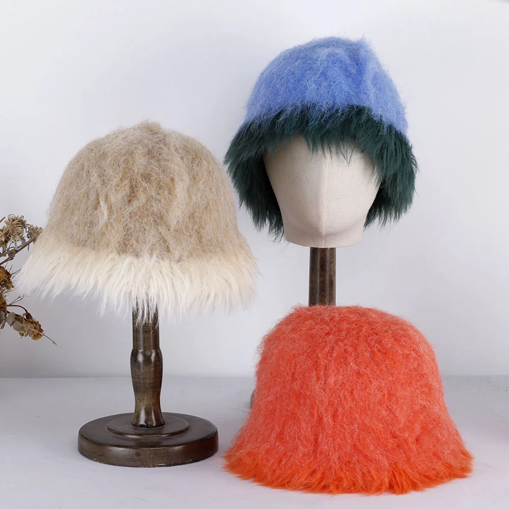 

new Cap bucket hat Japan Soft Knitted Women Korean Knit y2k Winter Warm Hat Streetwear Thickened basin cap wool Winter Hat