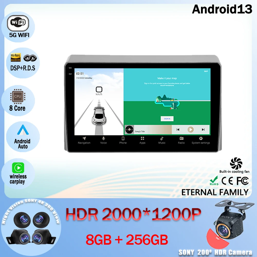 

Android 13 автомобильный радиоприемник, мультимедийный видеоплеер, навигация GPS для Toyota Hiace XH10 H200 5 Ⅴ 2004 - 2021 5G WIFI BT 4G LET CPU HDR