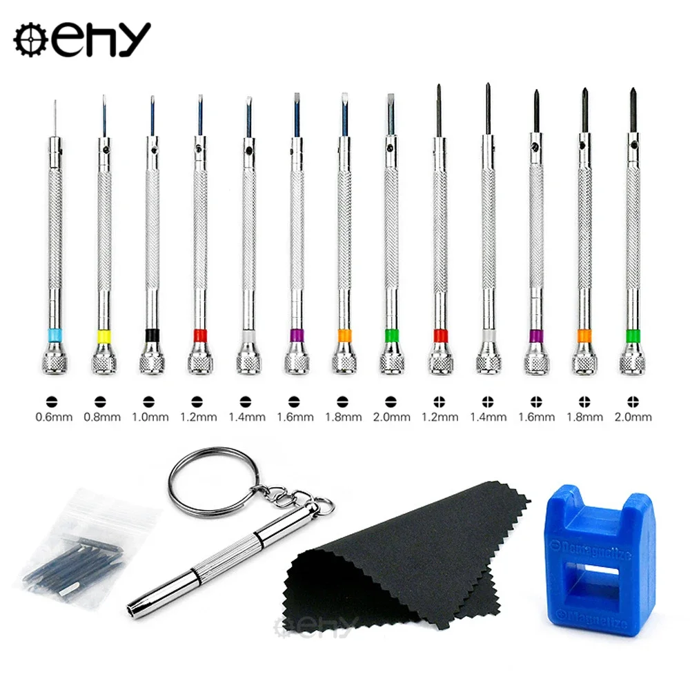 

4sets Precision Screwdriver 0.6-2.0mm High Hardness Steel Micro Cross Screwdriver Kit demagnetizer watchmaker watch repair tool