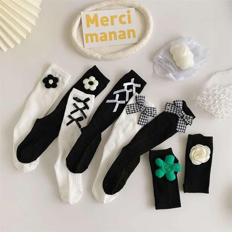 

Lolita Style Children Girls' Socks Medium Summer Mesh Thin Breathable Korean Style JK Dress Match Bow Blossom Socks 1-8 Years