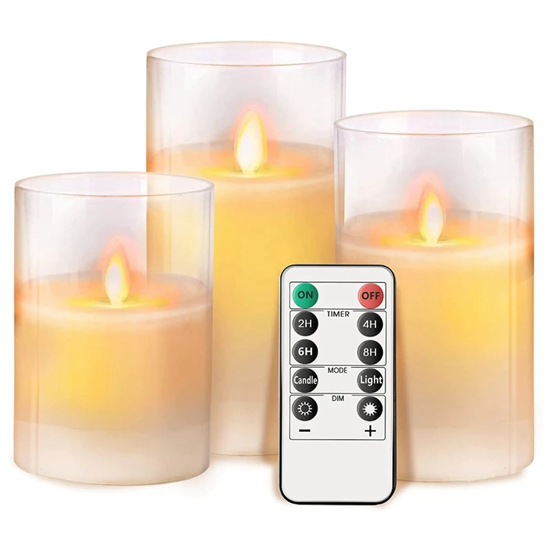 

Flameless Candles Flickering Battery Operated Candles Acrylic Glass Heat Resistant Include Remote Control With Timer