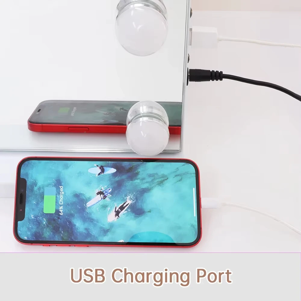 Косметическое зеркало FENCHILIN с подсветкой для макияжа голливудской и 15