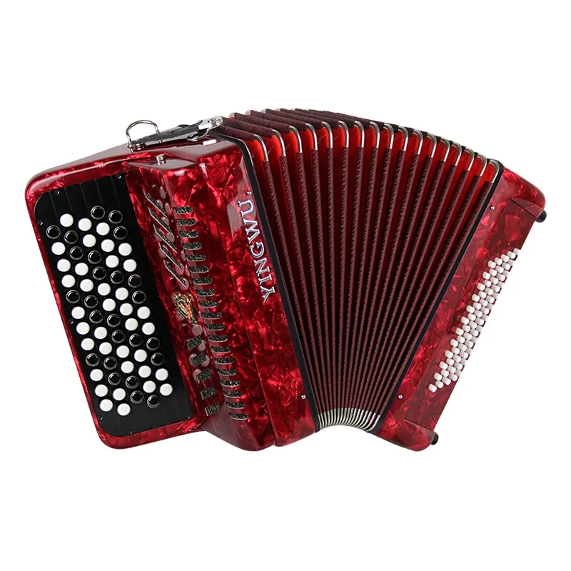 

Parrot YW-672 Accordion 2 Row Spring 62 Key 60BS Children Adult Beginner Red B System Best selling accordion