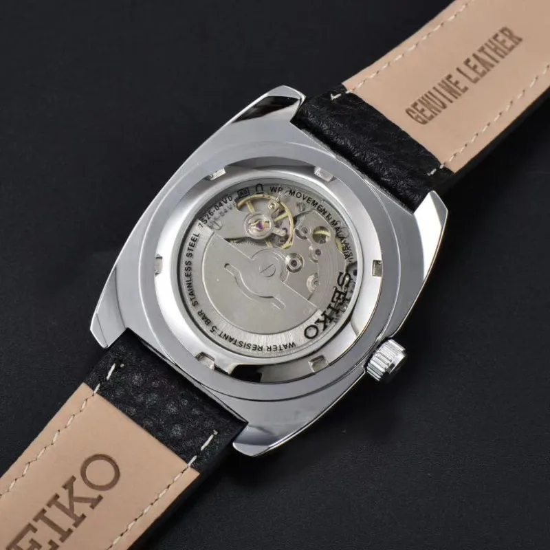 Фото 100% оригинальные часы SEIKO серии Snkp27, настоящие автоматические механические часы с автоподзаводом, квадратные многофункциональные роскошные кожаные часы №4