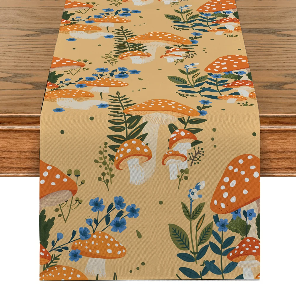 

Скатерть-дорожка полиэстер гриб эвкалипт лист