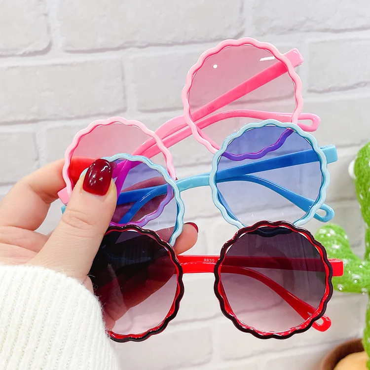 

Retro Round Frame New Children's Glasses Fashion Contrast Flower Sunscreen Sunglasses Boys and Girls Personality Sunglasses