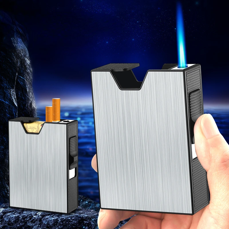 

Whole Package Soft Box Creative Windproof Straight-through Lighter Cigarette Case Integrated Smoking Set Smoking Accessories