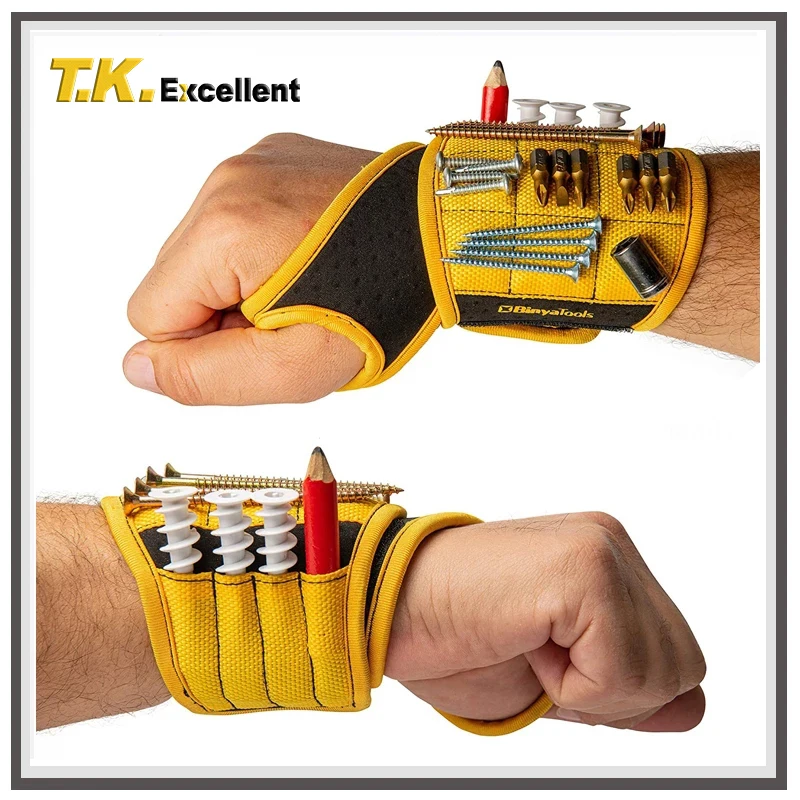 Магнитный браслет с сильными магнитами удерживает гвозди сверла. Ремень