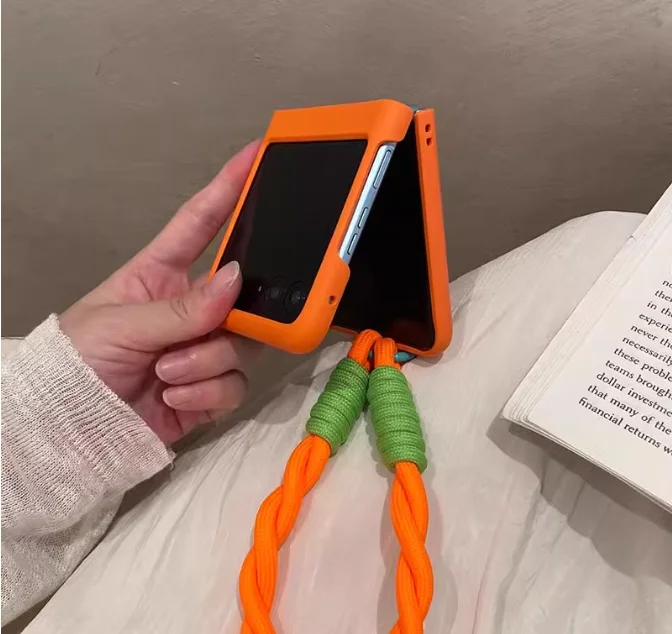 Корейский милый чехол с кольцом для ПК Razr50ultra Samsung Galaxy Z flip6 flip5 4 3 honor V Flip oppo find n3flip