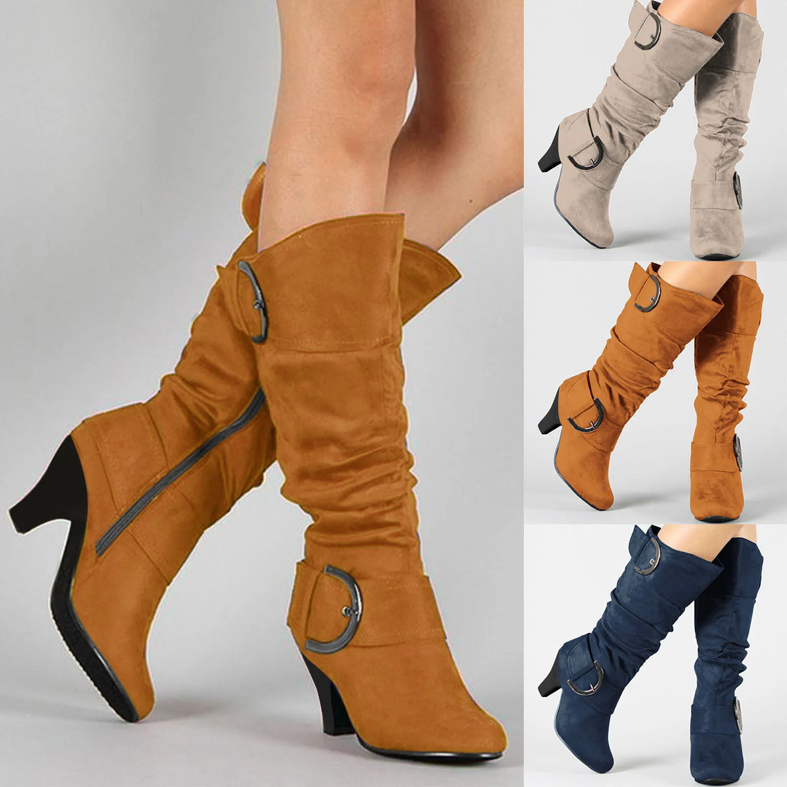 

Women's Boots Female Shoes Plus Size Autumn Winter High Heel Boots Women Retro Booties Tapered Heel Boots Shoes ботинки женские