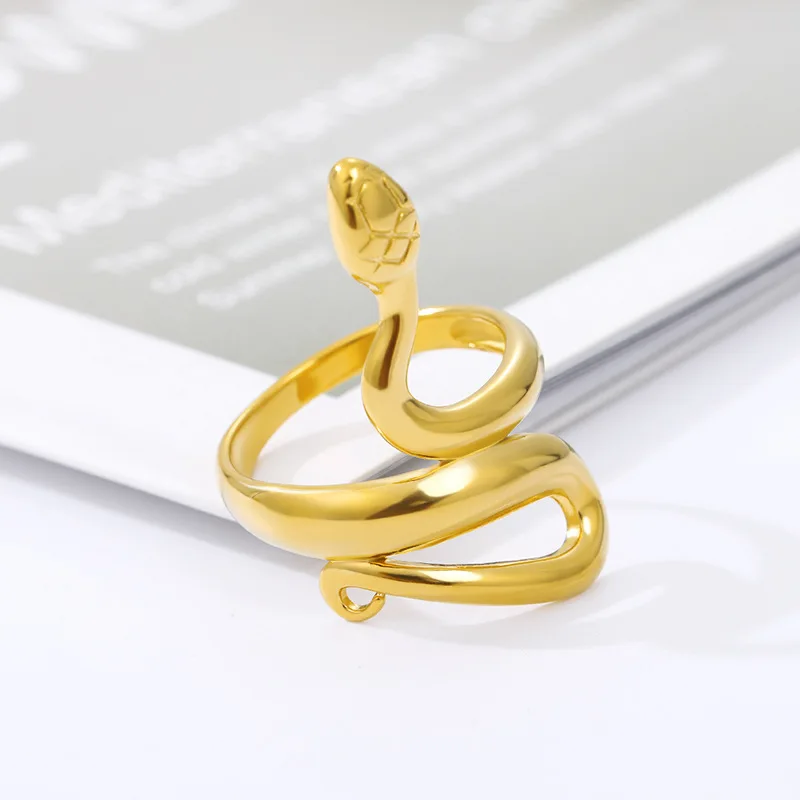 

New Snake-Shaped Stainless steel Ring Punk Hip-Hop Style Zodiac Snake Men and Women Rings Jewelry