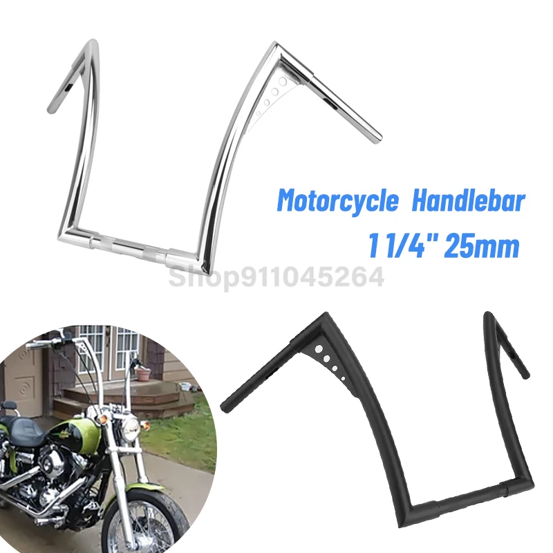 

16 Inch Motorcycle 1 1/4‘’ 25mm Zero Drag Bar Handlebar Rise Ape Hangers For Harley Sportster XL883/1200 X48 Dyna Bobber Softail