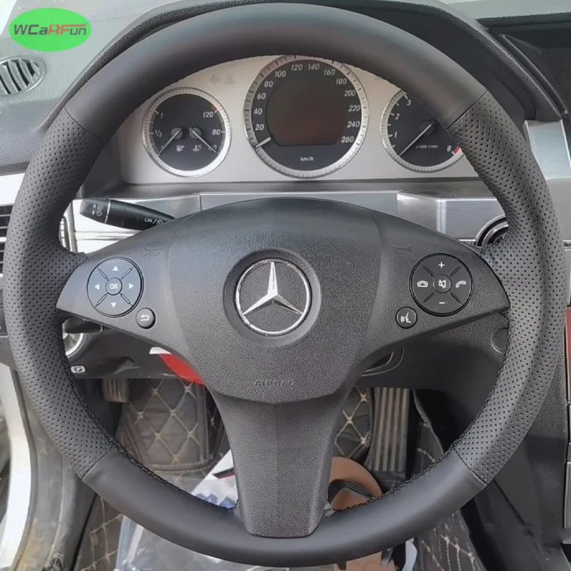 

Черный чехол на руль автомобиля из искусственной кожи для Mercedes Benz C-Class W204 GLK X204 2008-2012