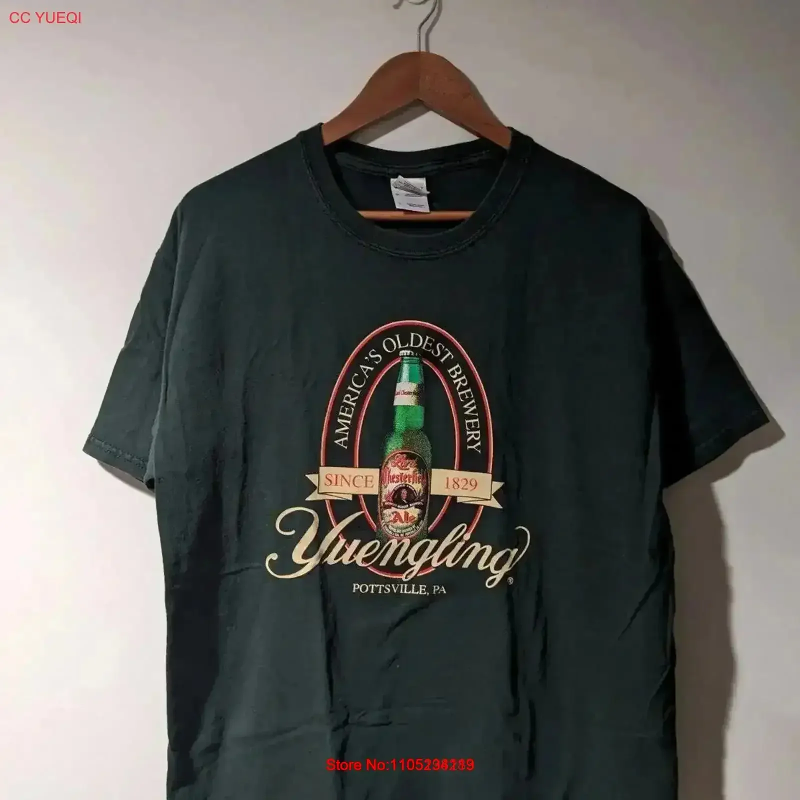 Фото Винтажная большая футболка Y2K Yuengling American's Oldest Brewery Beer Alcohol Green, универсальная модная винтажная футболка с графическим рисунком №1