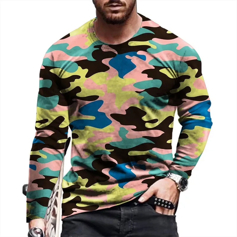

new spring and autumn camouflage youth casual fashion long-sleeved bottoming shirt T-shirt multi-color male T-shirt