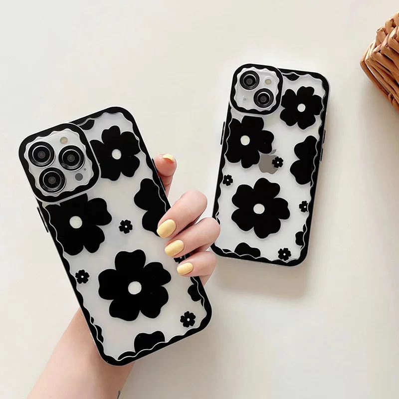Мягкий силиконовый прозрачный цветочный чехол модный и милый подходит для iPhone 11