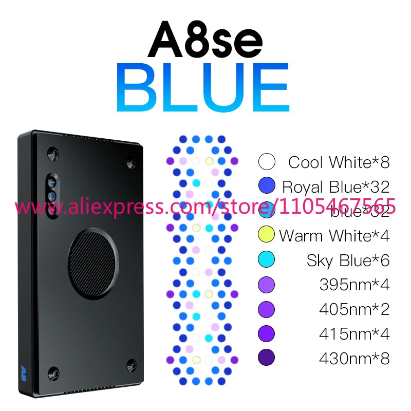 Фото 1 шт. Новая светодиодная лампа для морского аквариума 240W A8SE II Max Blue 2.0 Generation Full Spectrum с управлением через приложение, программируемая, для кораллов и рыб. №5