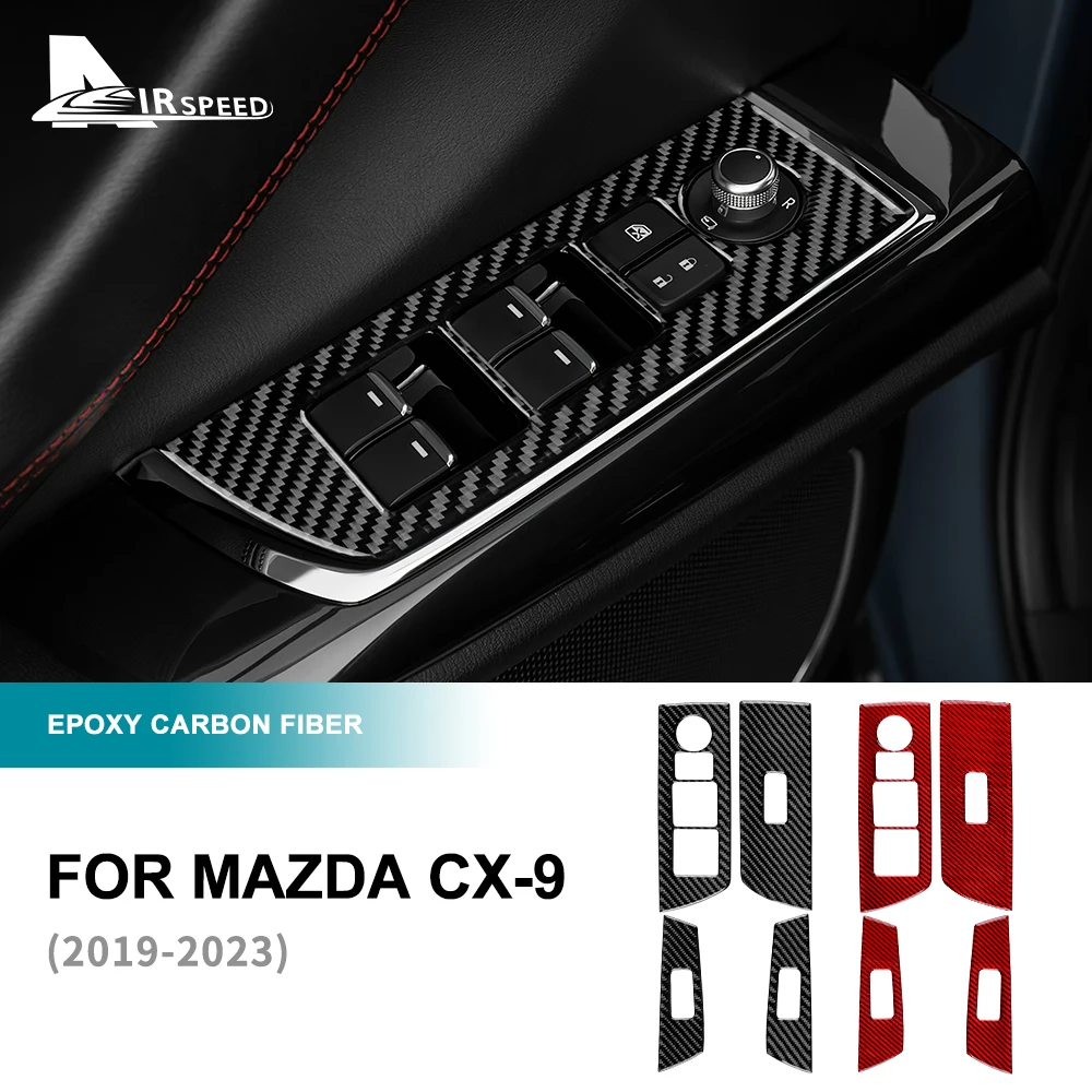 

Наклейка из настоящего углеродного волокна для Mazda CX-9 2019 2020 2021 2022 2023, автомобильная панель для подъема окон, декоративная панель, аксессуары для интерьера RHD LHD