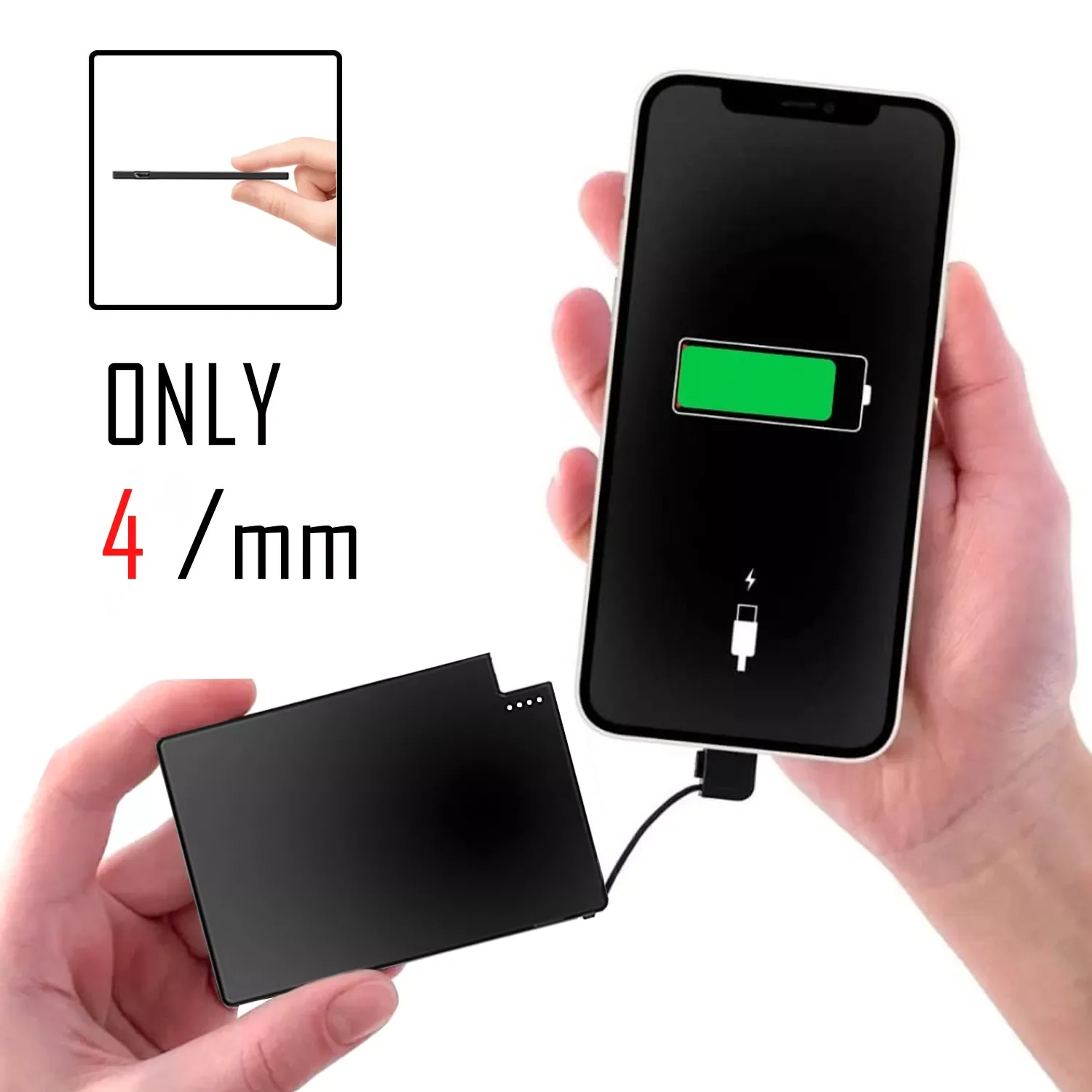 

TNTOR New 2500mAh Ultra Slim Power Bank Only 4 mm Built In Cable Portable Mini power bank powerbank charge for iPhone X ,11 ,12